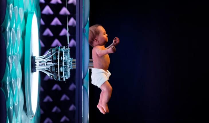 Animatronic baby on display in the Robots exhibition Plastiques Photography; courtesy of the Science Museum