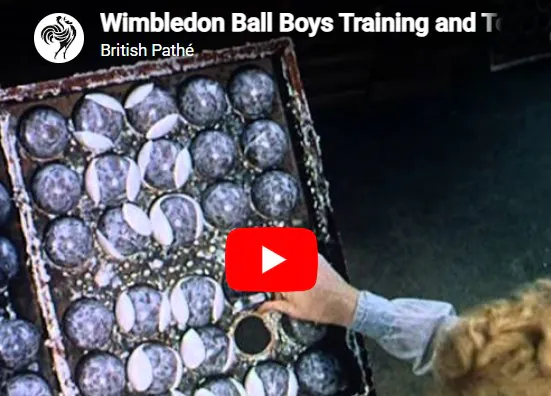 Wimbledon Ball boys training and tennis balls being made (1961)